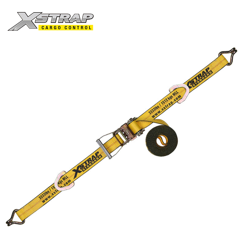 61701-2 Inch long wide handle ratchet straps with floating D rings