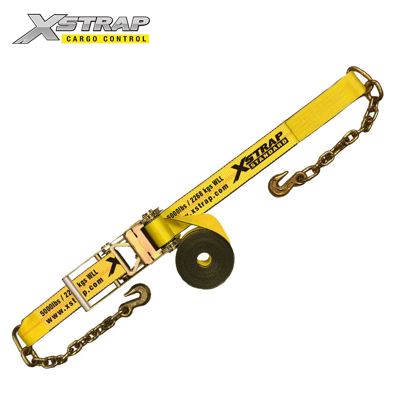 61715-3 Inch ratchet straps with chain anchors