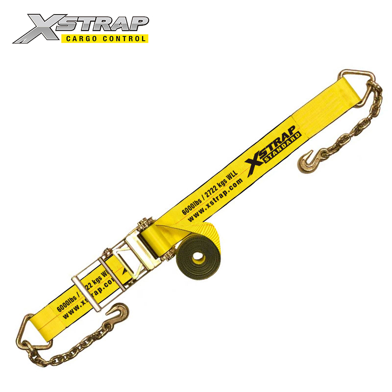 61720-4 Inch ratchet straps with chain anchors