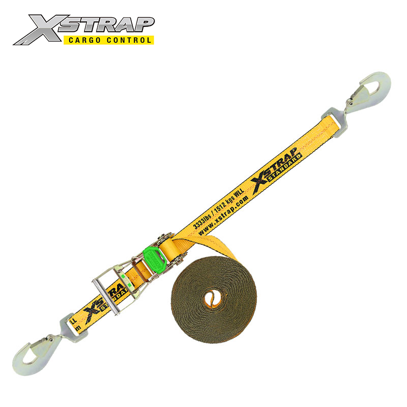 61731 2 Inch long-wide handle ratchet with web clamp - twisted flat snap hooks