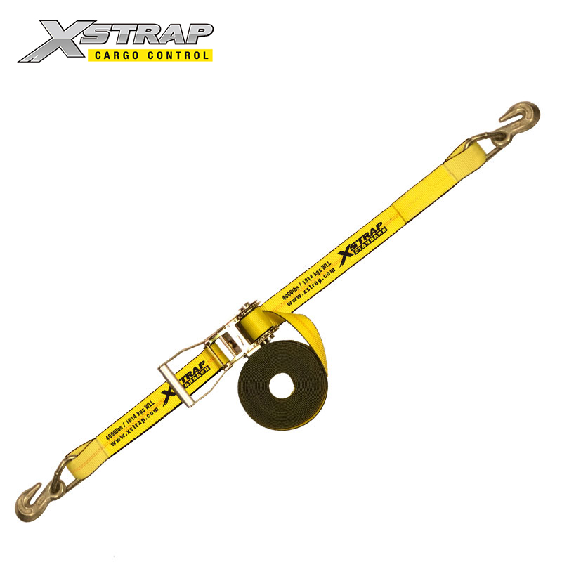 61737-2 Inch long wide ratchet straps with grab hooks