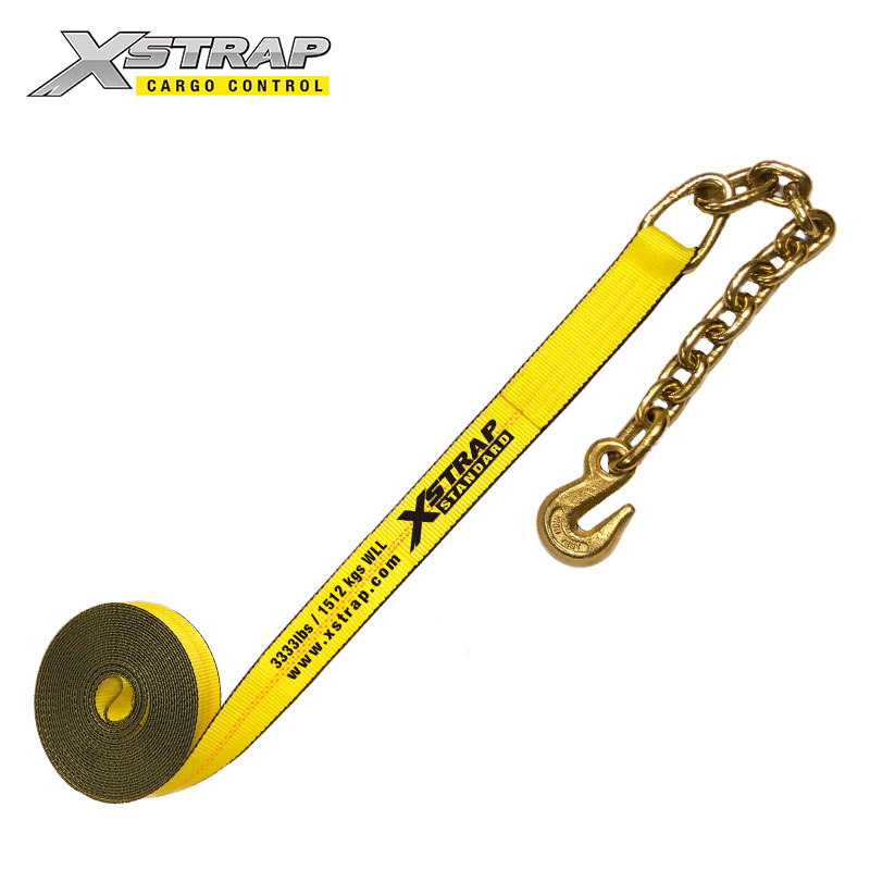 61861-Standard 2 inch winch straps with chain anchors