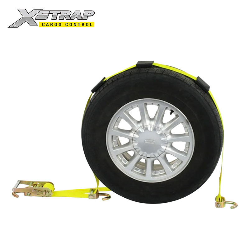 61809-2 Inch auto hauler straps with swivel hooks and 3 rubber blocks and ratchet