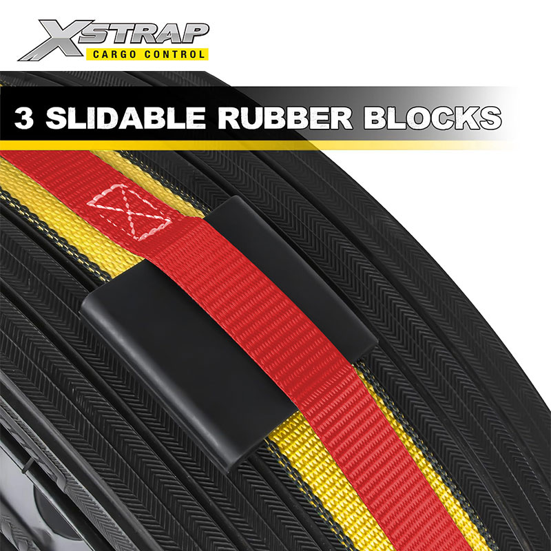 61826-2 Inch auto hauler straps with E track fittings and 3 rubber blocks