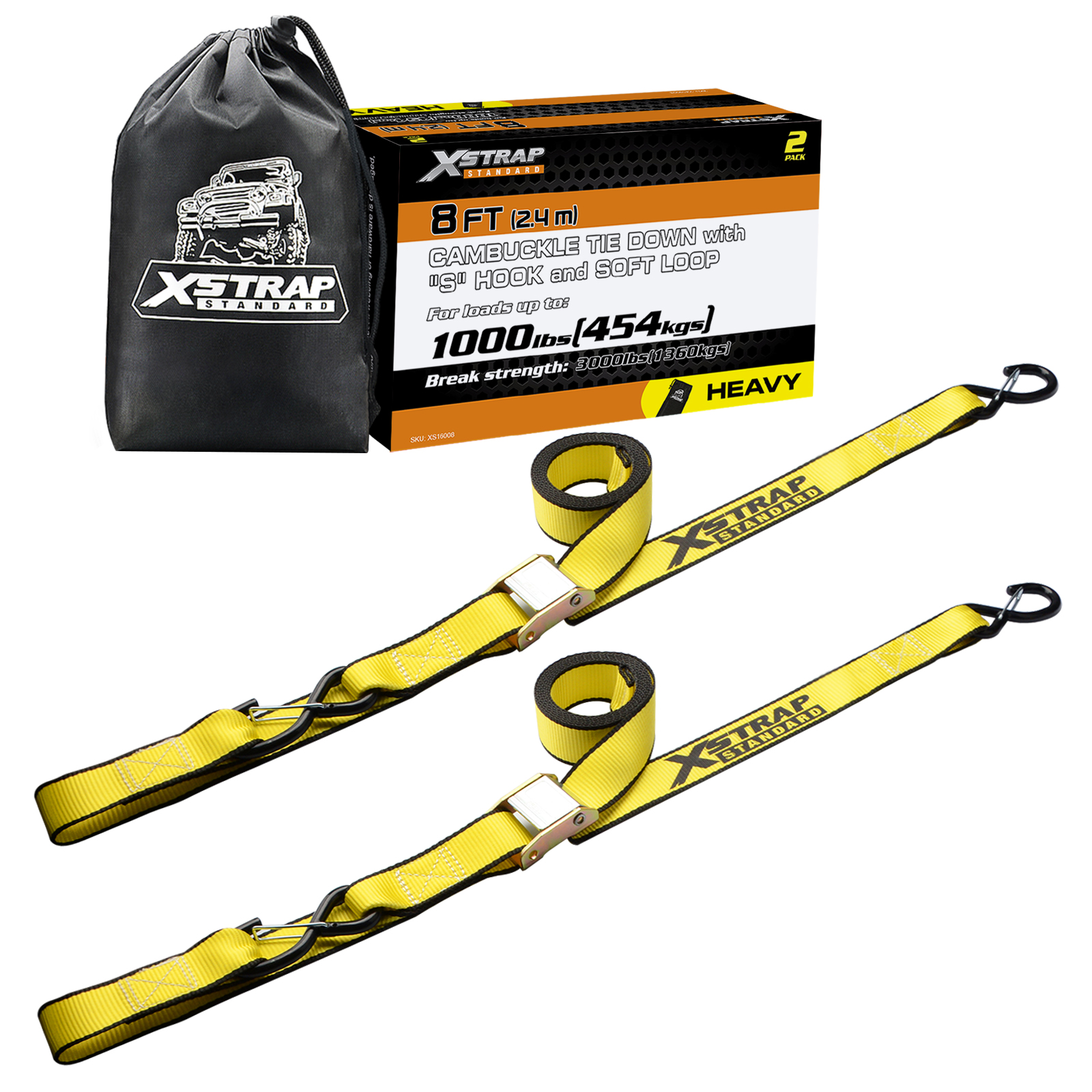 XSTRAP Motorcycle Tie Down Straps 1.5 in X 8FT Cambuckle Tie Down Set