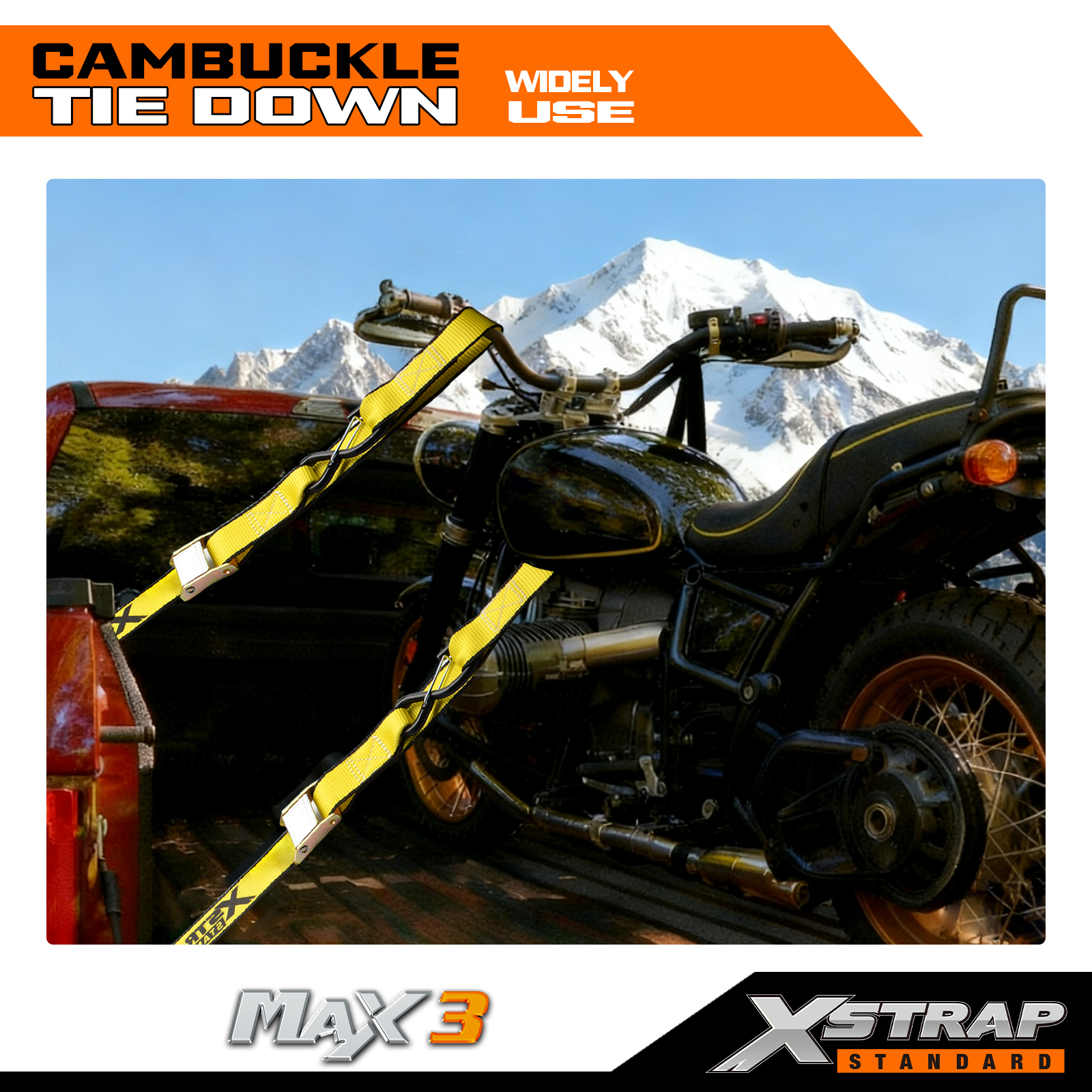 XSTRAP Motorcycle Tie Down Straps 1.5 in X 8FT Cambuckle Tie Down Set