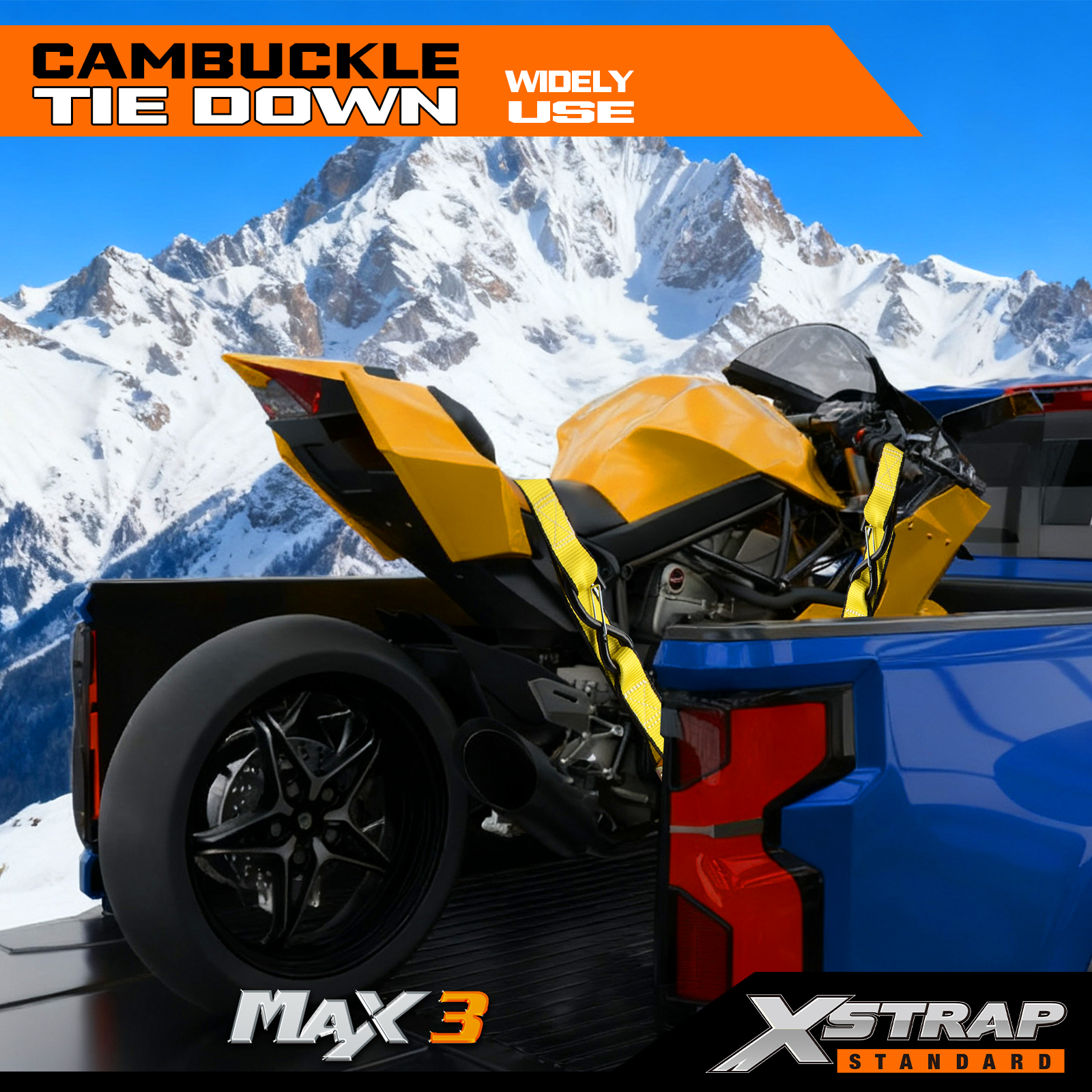 XSTRAP Motorcycle Tie Down Straps 1.5 in X 8FT Cambuckle Tie Down Set