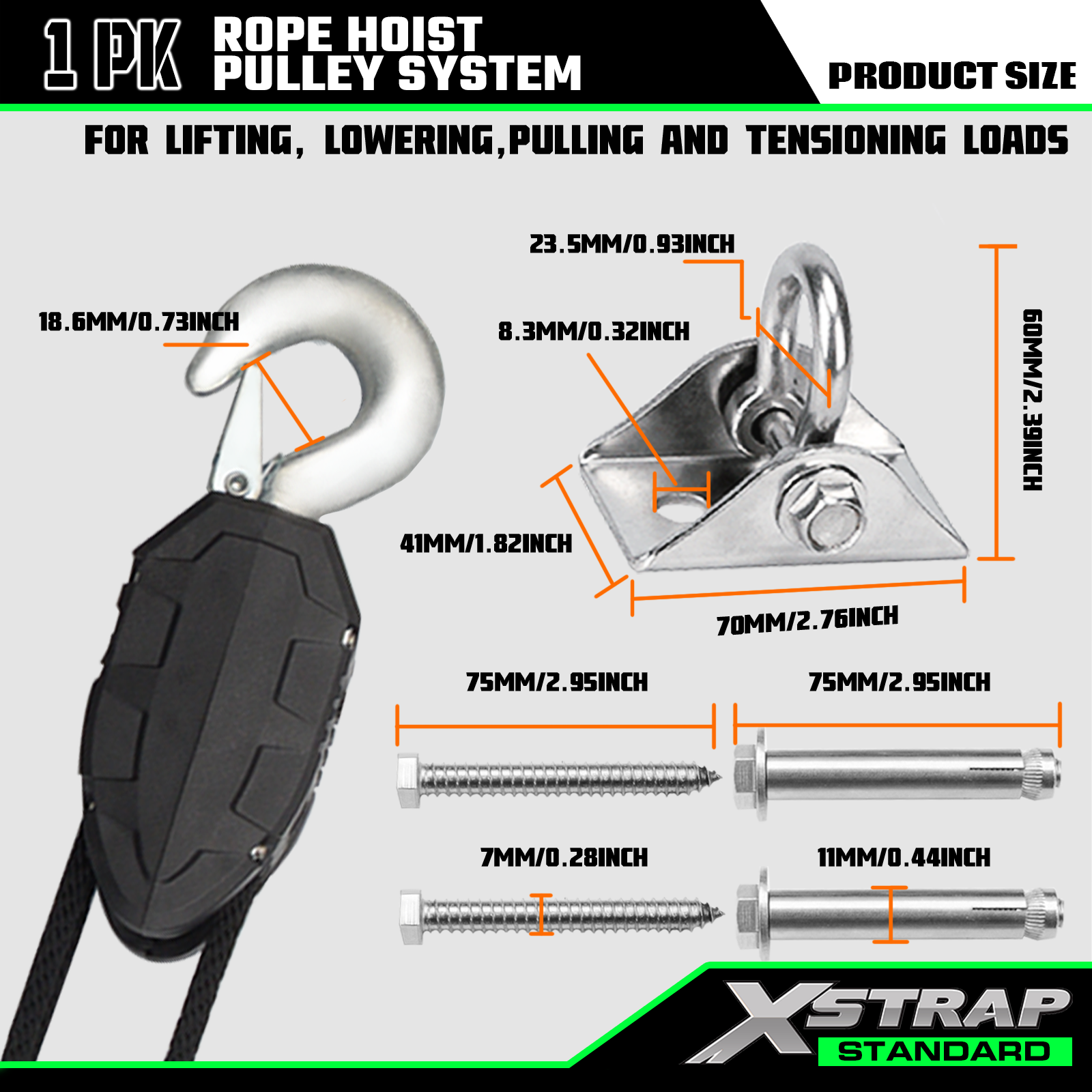 Xstrap AHLT0005 50 Feet Rope Hoist Pulley System 1000LB
