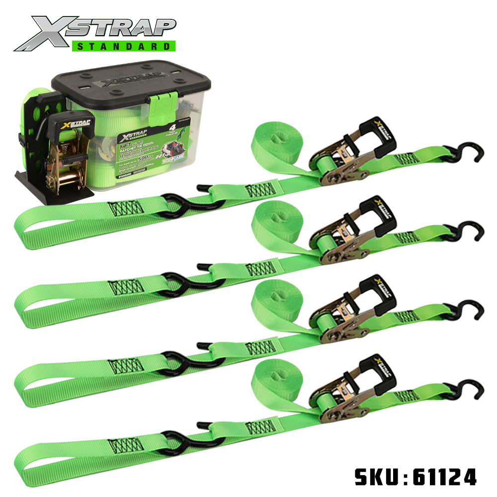 Xstrap 61124 1” x 14’ 4PK Ratchet Tie Down Straps with Soft Loop500lb SWL