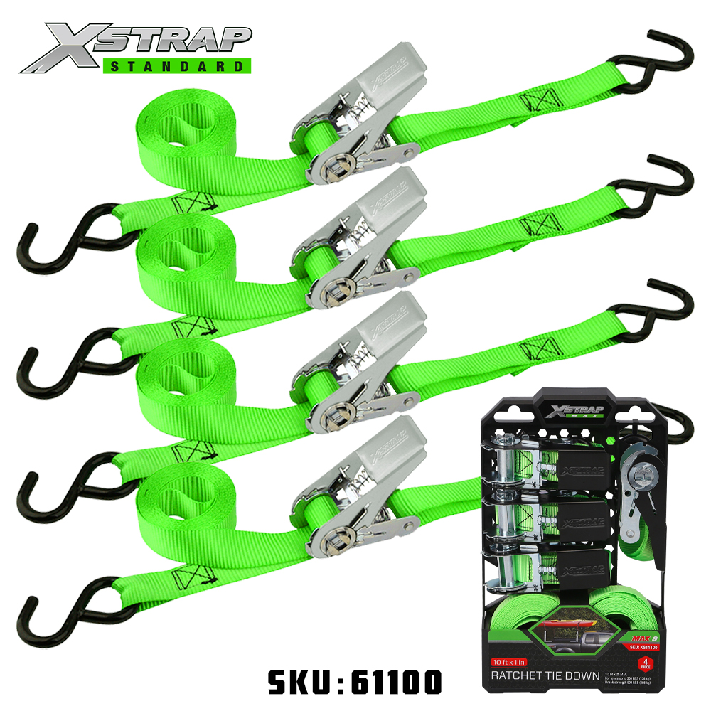 Xstrap 61100 1” x 15’ 4PK Ratchet Tie Down 500lb SWL