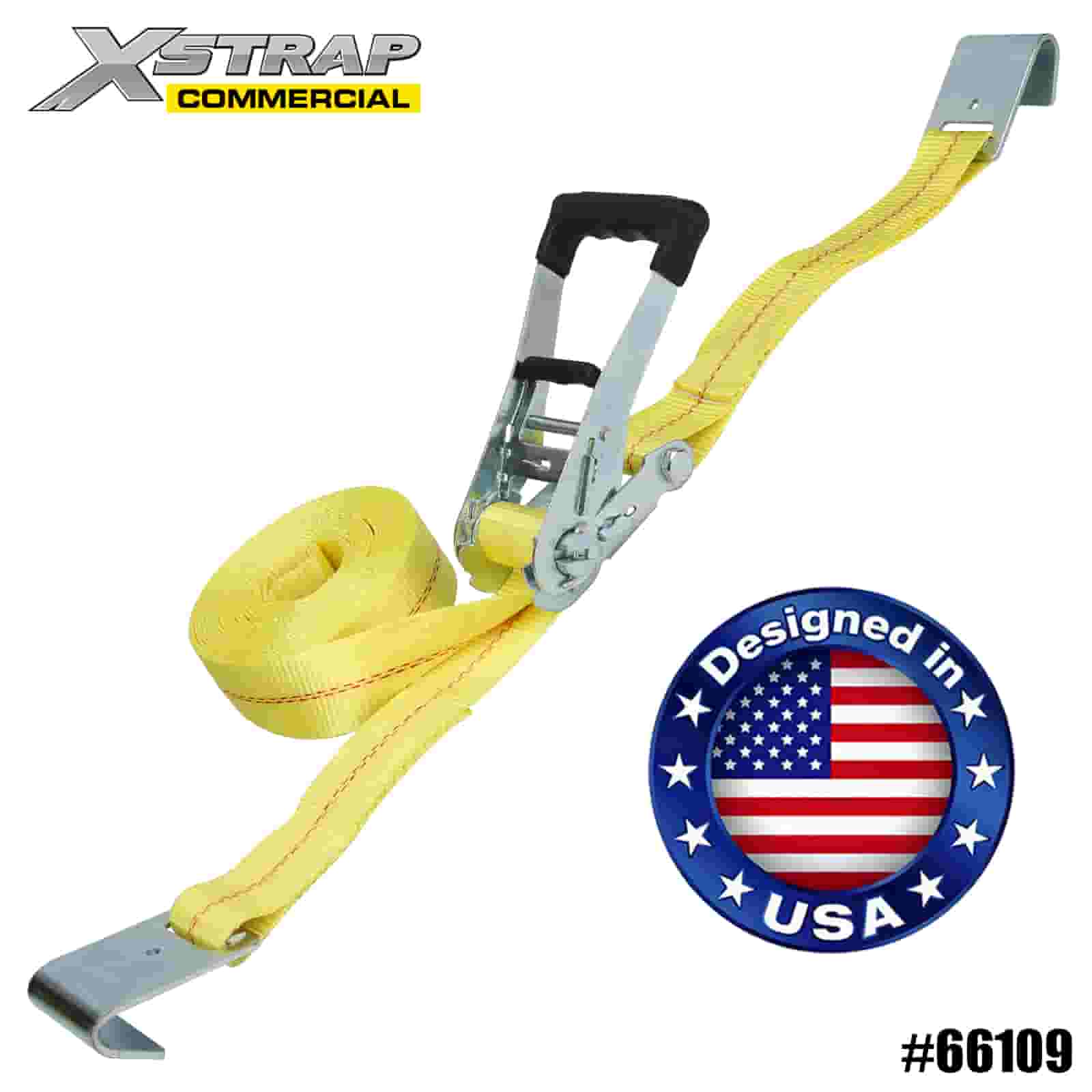 Xstrap 66109 2” x 27’ Ratchet Tie Down with Flat Hooks 3333lb SWL
