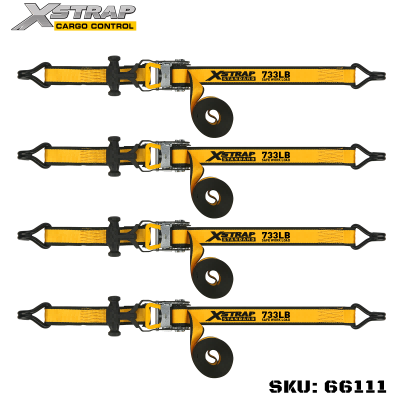 Xstrap 66111 1-1/2” x 16’ 4PK T Handle Ratchet Tie Down 1100lb SWL