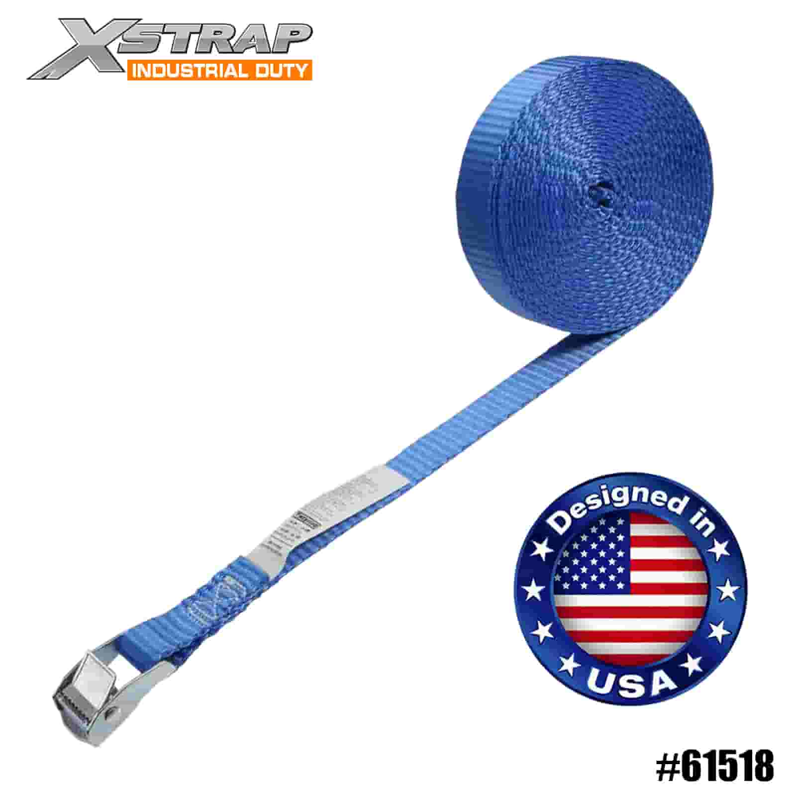 Xstrap 61518 1” x 15’ Blue Endless Cam Buckle Strap 166lb SWL