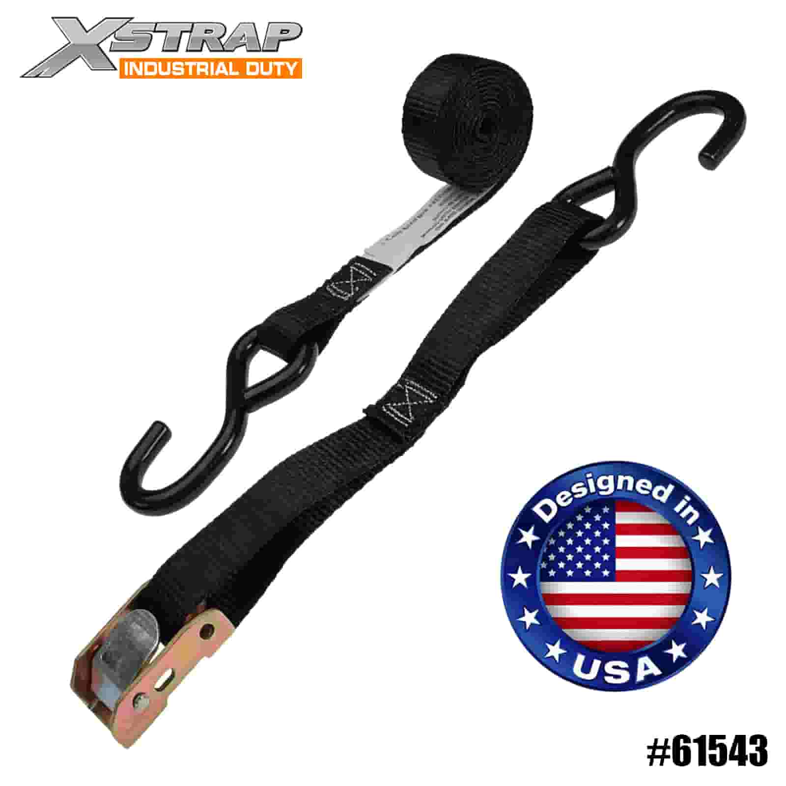 Xstrap 61543 1” x 6’ 4PK ATV & AUV Cam Buckle Strap with S Hooks 400lb SWL