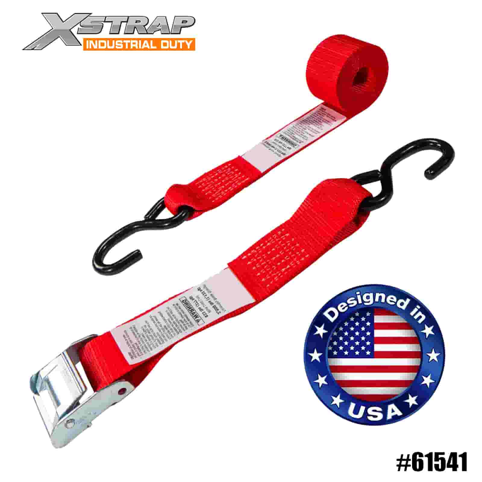 Xstrap 61541 2” x 8’ 4PK Motorcycle Cam Buckle Strap with S Hook 400lb SWL
