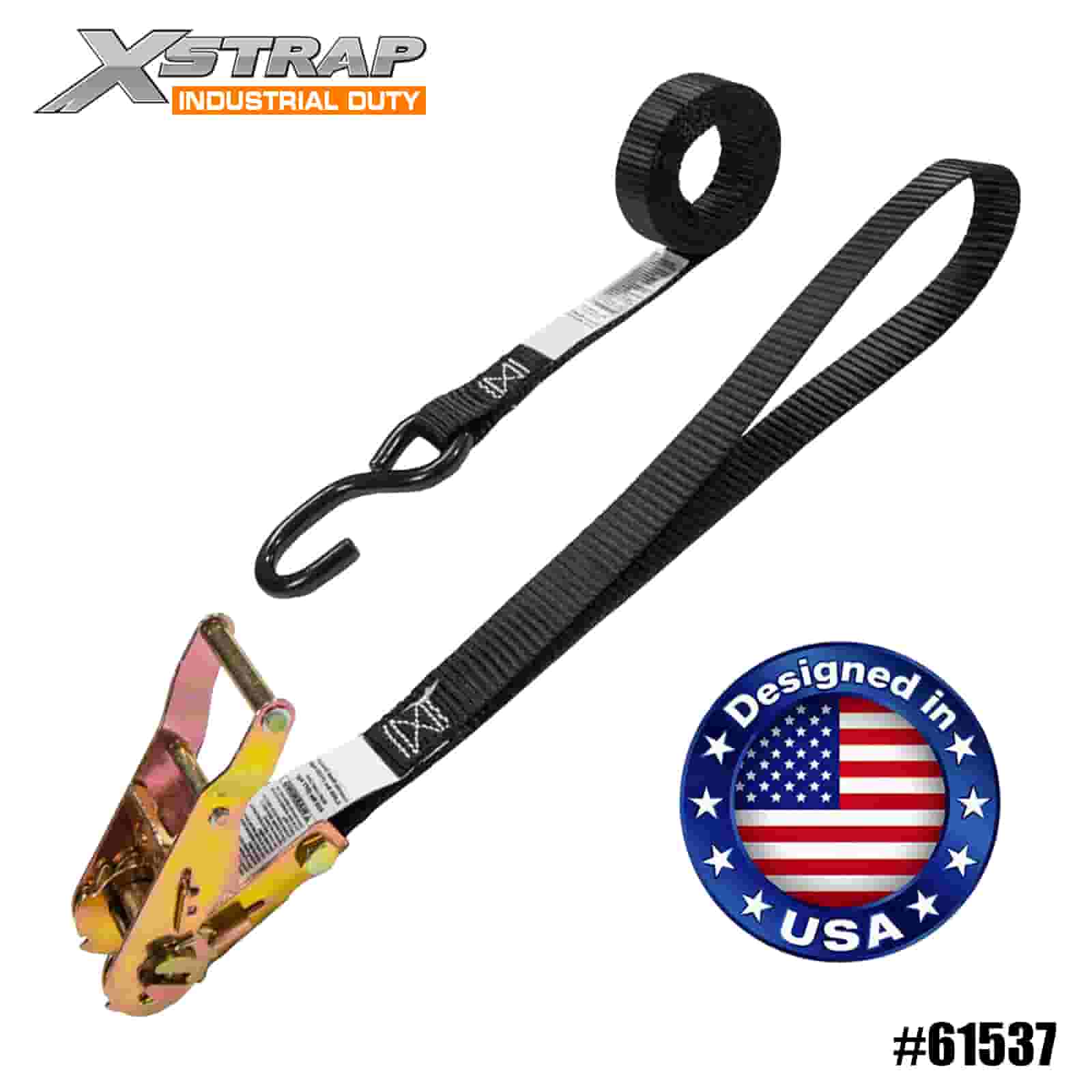 Xstrap 61537 1” x 6’ 4PK Motorcycle Tie Down Ratchet Strap with 12” Sewn Loop 833lb SWL