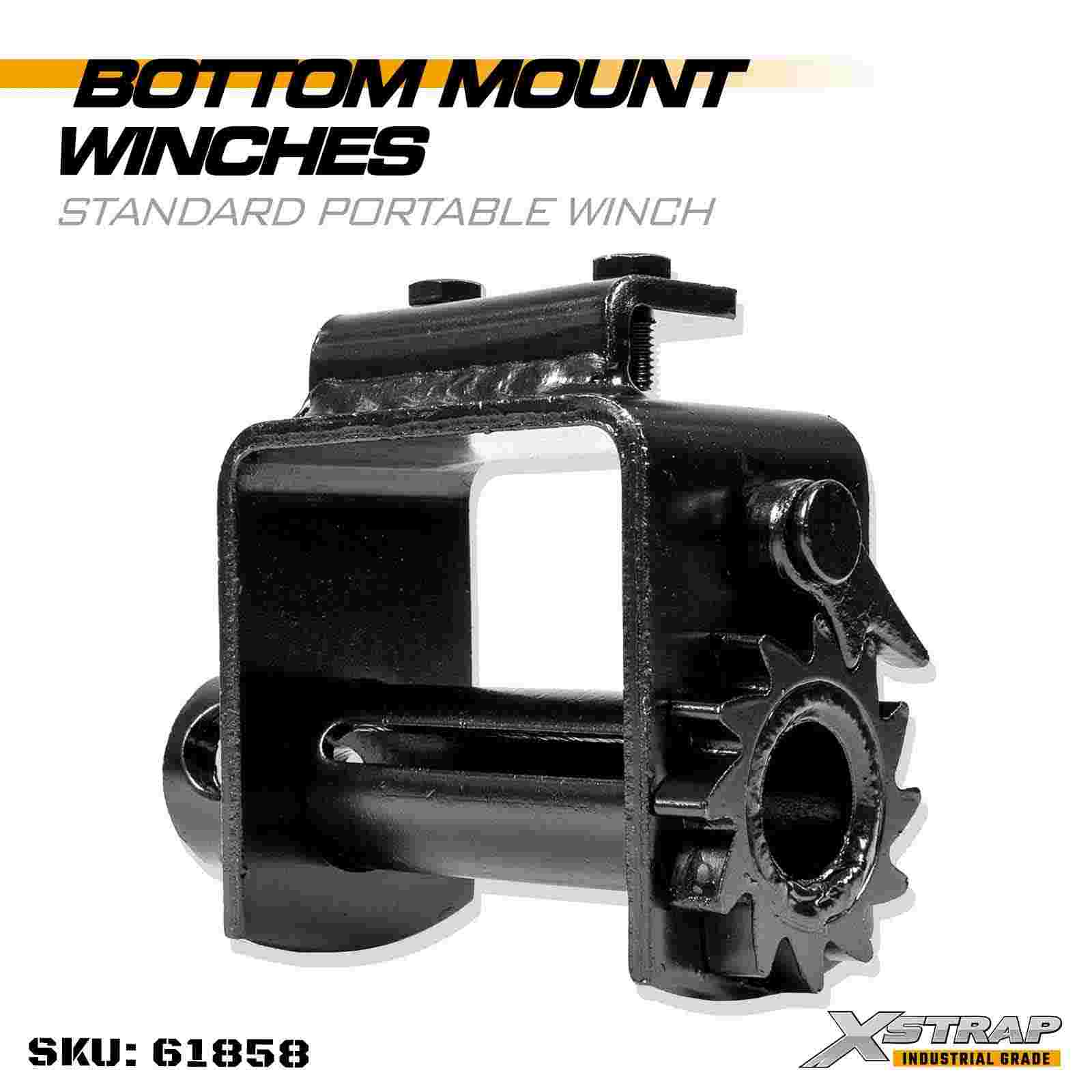 Xstrap 61858 Bottom Mount Standard Portable Winch with 2 Set Screws Break Strength 16,500 lbs