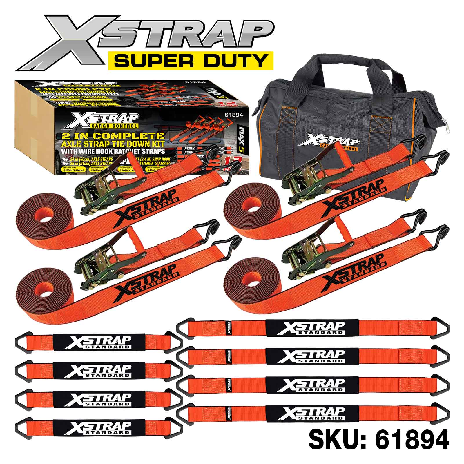 Xstrap 61894 12PK 2 Inch Complete Alex Strap Tie Down Kit 3,300lb SWL