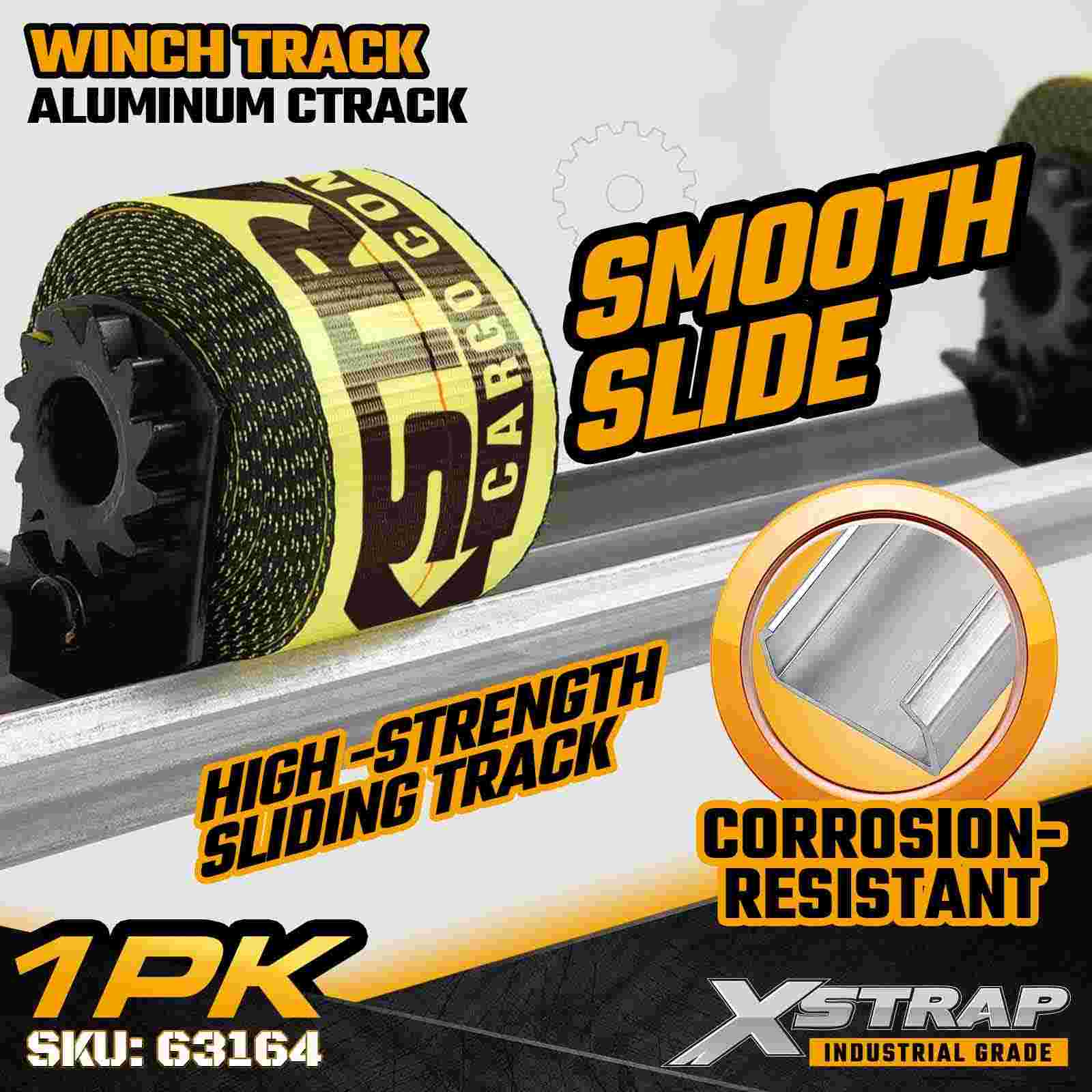 Xstrap 63164 Aluminum C Track 6ft High-Strength Aluminum Extrusion Weld-On Mount for Sliding Winches