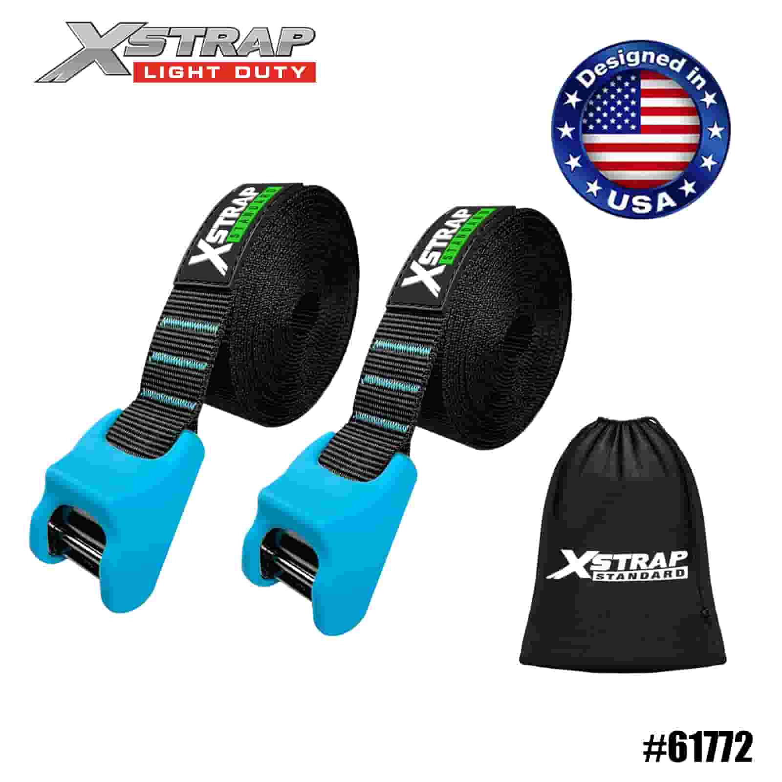 Xstrap 61772 2PK 1” x 15’ No Scratch Cam Buckle Tie Down Straps with Silicone Protective Cover 366 lb SWL