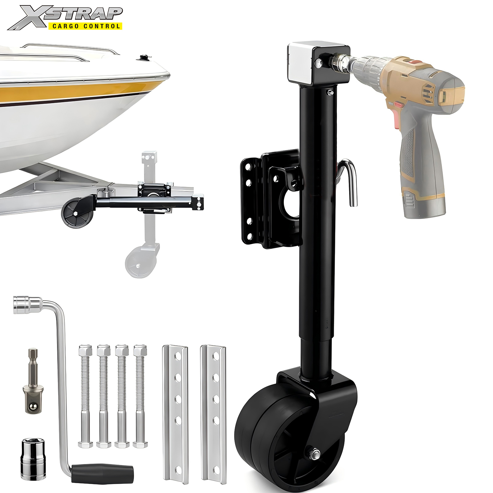 Xstrap 45066 10” Lift, Bolt on Tongue Trailer Jack 2500 SWL