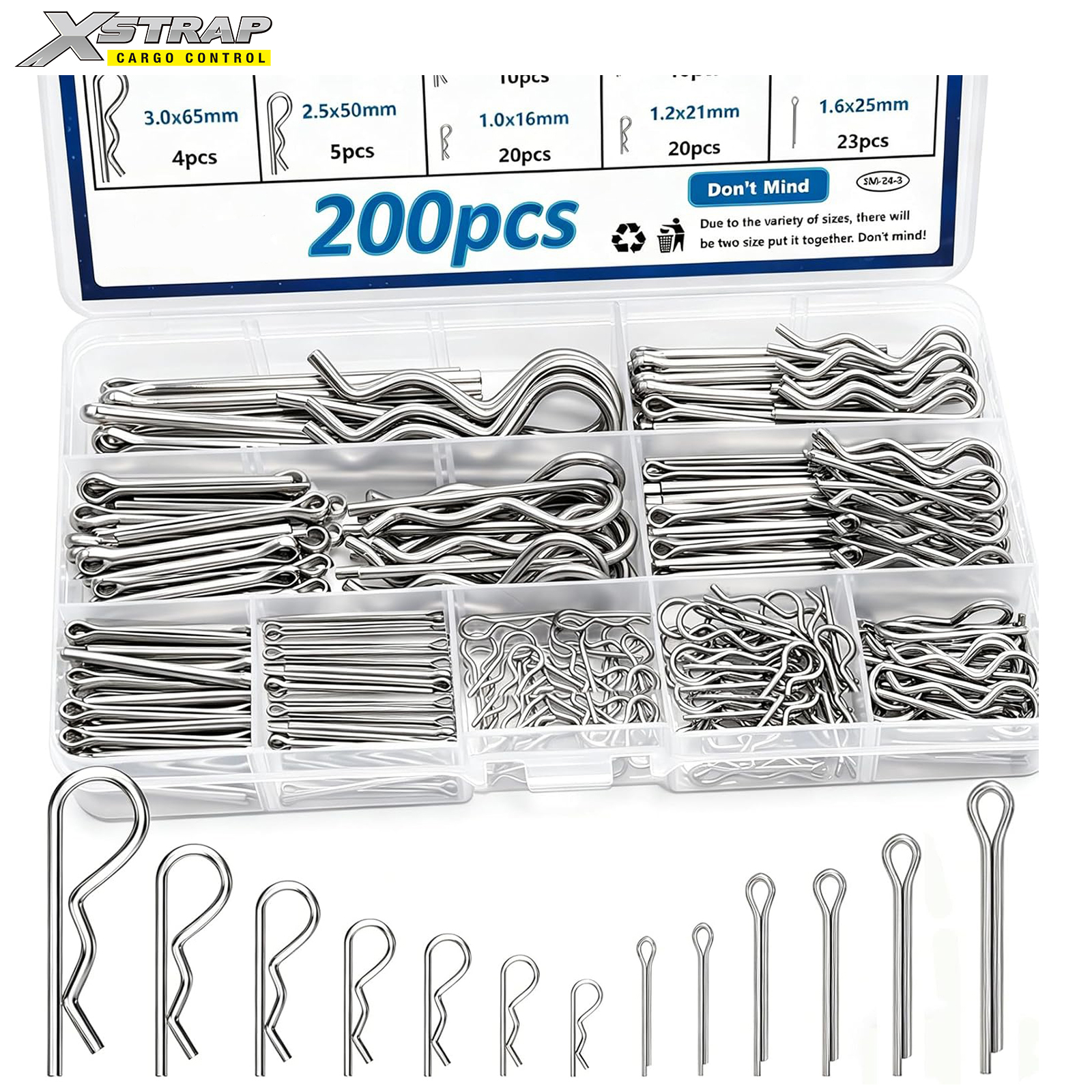 200Pcs 304 Stainless SteelCotter Pins Assortment Kit
