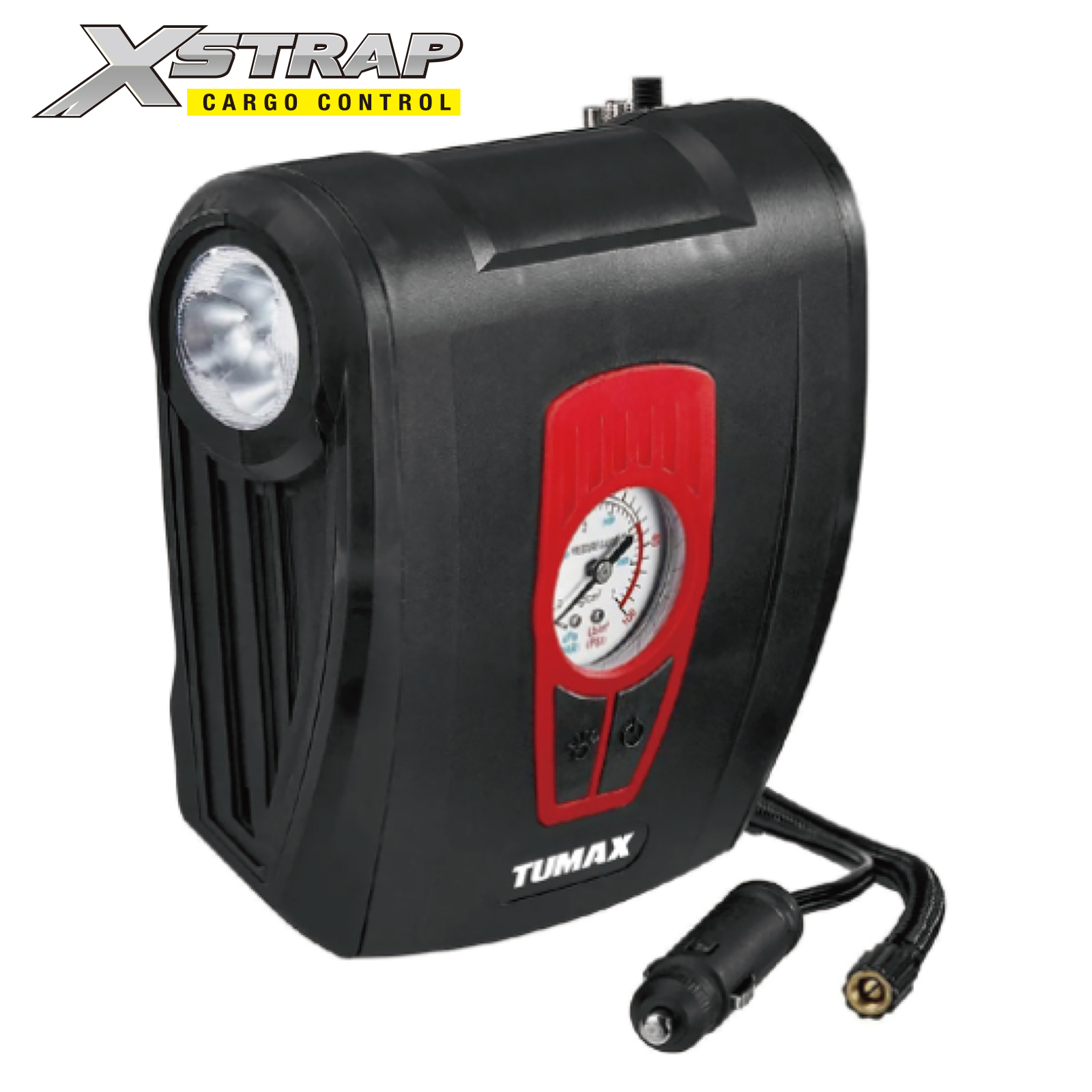 Xstrap 42111 Portable Tire Inflator with Pressure Gauge and LED Light