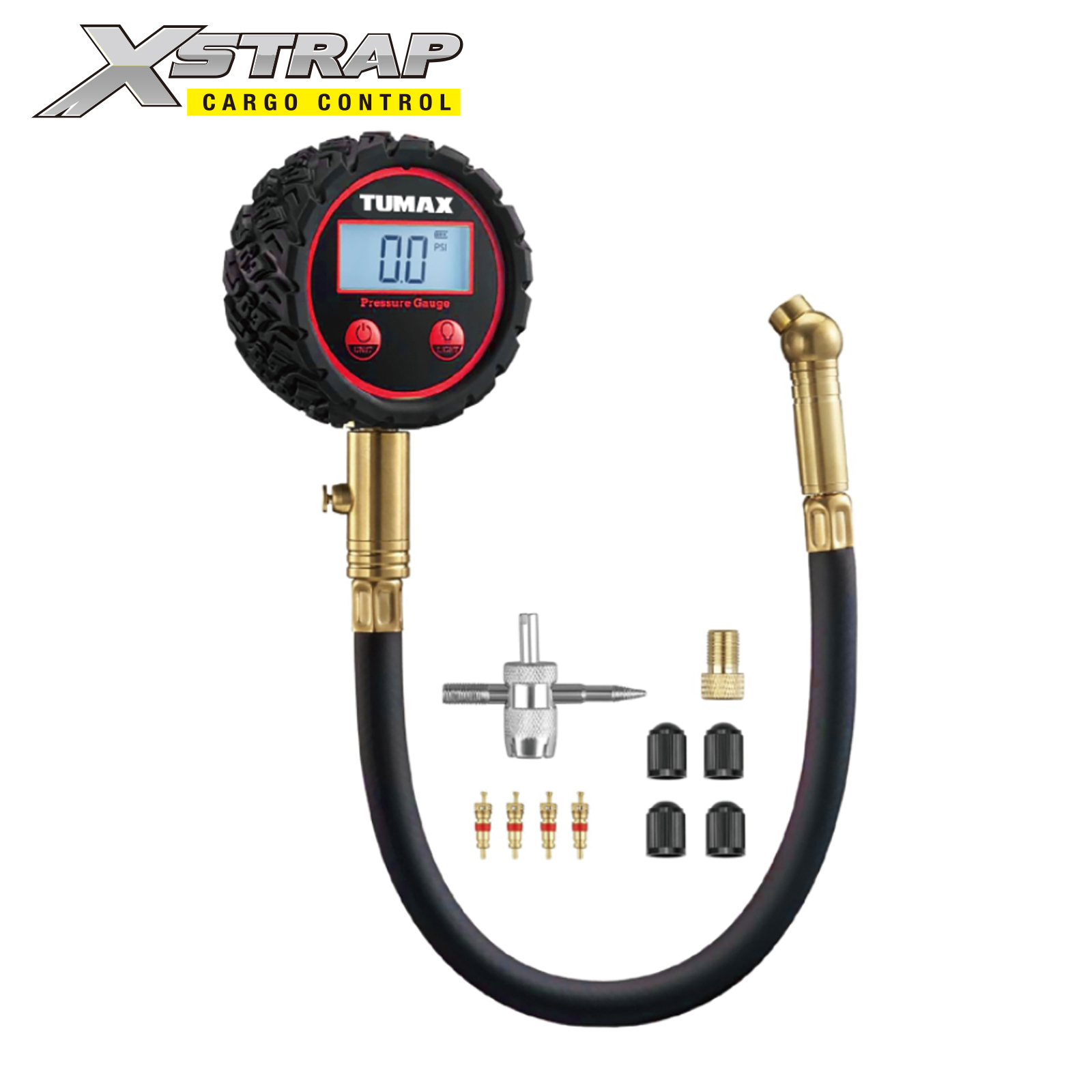 Xstrap 42205 Digital Tire Pressure Gauge with Backlit LED and Rubber Hose